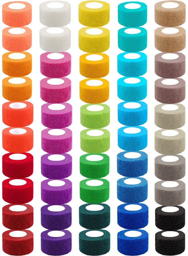 BQTQ 50 Rolls Self Adhesive Bandage Wrap 1 inch Self Adherent Wrap Tape Bandages Colorful Self Adhesive Wraps Stretch Bandage Wrap Roll for Wrist Ankle Swelling Sprains (Rich Color - Image 1