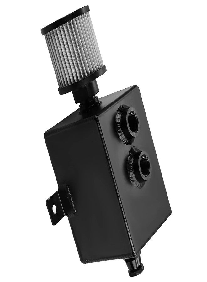 BOMLING Universal 2L Oil Catch Can Tank Baffled 10AN with Breather Filter Aluminum Reservoir Tank Black - Image 1