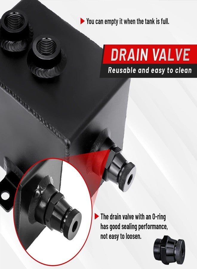 BOMLING Universal 2L Oil Catch Can Tank Baffled 10AN with Breather Filter Aluminum Reservoir Tank Black - Image 5