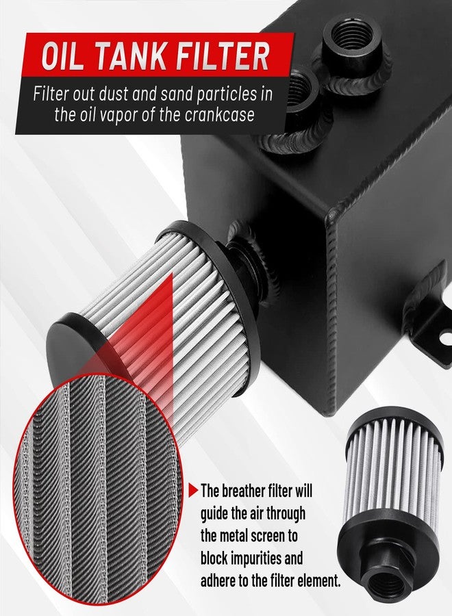 BOMLING Universal 2L Oil Catch Can Tank Baffled 10AN with Breather Filter Aluminum Reservoir Tank Black - Image 4