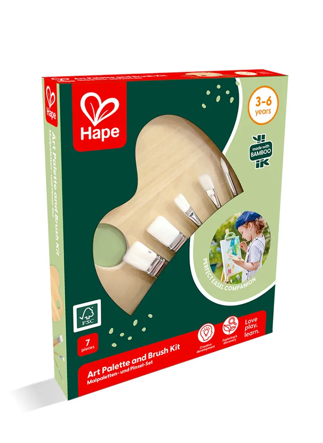 Hape Art Palette and Brush Kit, Creative and Development Toy, Perfect Easel Companion, Arts and Crafts, Multicolor