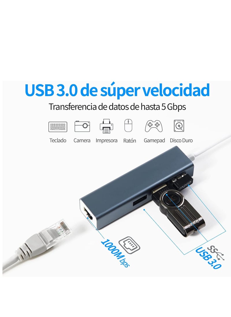 Generic - USB C to Ethernet Adapter, USB C to RJ45 Thunderbolt 3 Ethernet Adapter, 10/100Mbps Network LAN for MacBook Pro, MacBook Air, iPad Pro, Surface, Huawei Matebook, DELL XPS and More - Image 1