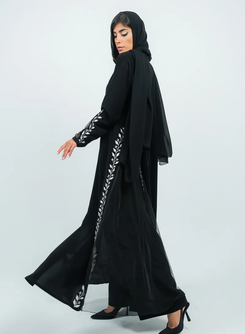 Rosette Abaya  Stylish embroidery abaya featuring Flowers embroidery for Women | Best Price UAE
