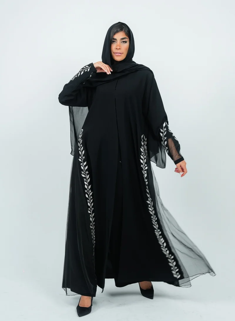 Rosette Abaya  Stylish embroidery abaya featuring Flowers embroidery for Women | Best Price UAE