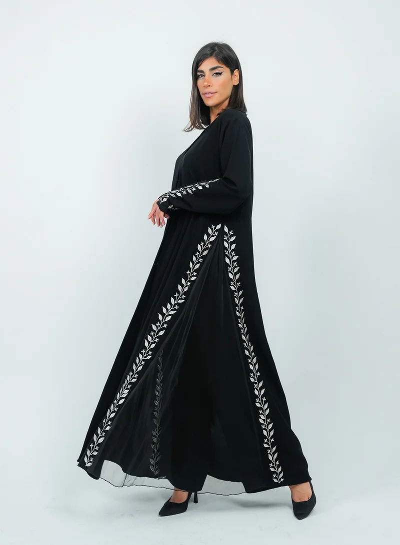 Rosette Abaya  Stylish embroidery abaya featuring Flowers embroidery for Women | Best Price UAE