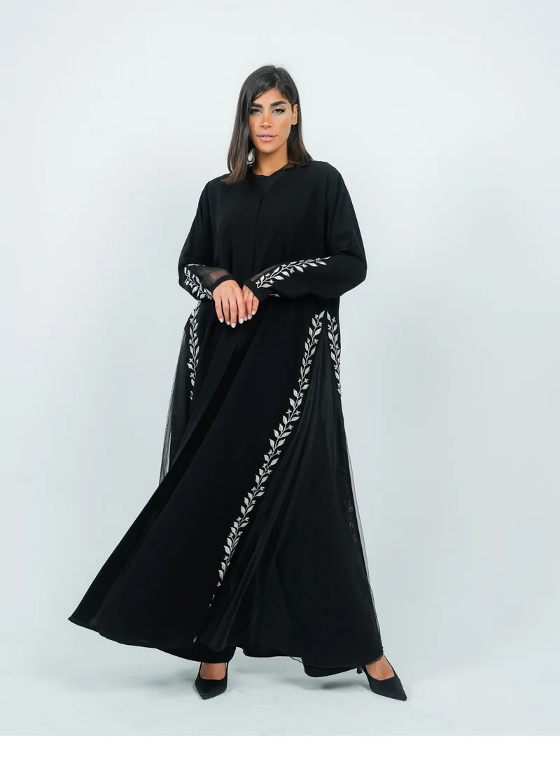 Rosette Abaya  Stylish embroidery abaya featuring Flowers embroidery for Women | Best Price UAE