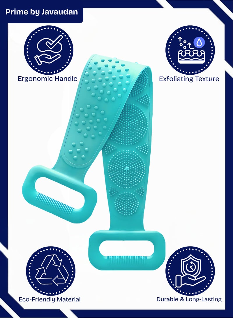 Prime Back Scrubber for Shower Bath Scrub Body Brush Silicone Back Brush Extra Long Exfoliating Body Scrubber With Handle, Deep Clean and Invigorate Skin, for Men and Women - Image 1