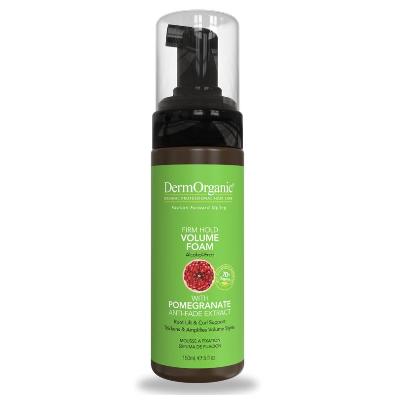 DermOrganic Volume Foam Mousse Firm Hold - Root Lift, Curl Support, Thicker Hairstyles, Alcohol-Free, 5.1 oz - Image 1