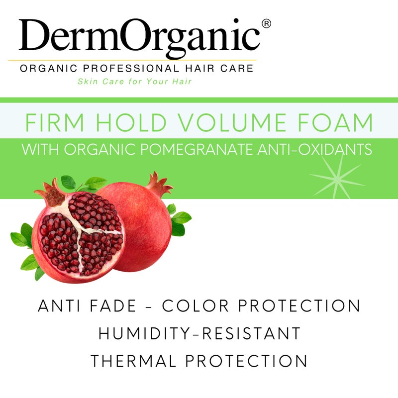 DermOrganic Volume Foam Mousse Firm Hold - Root Lift, Curl Support, Thicker Hairstyles, Alcohol-Free, 5.1 oz - Image 3
