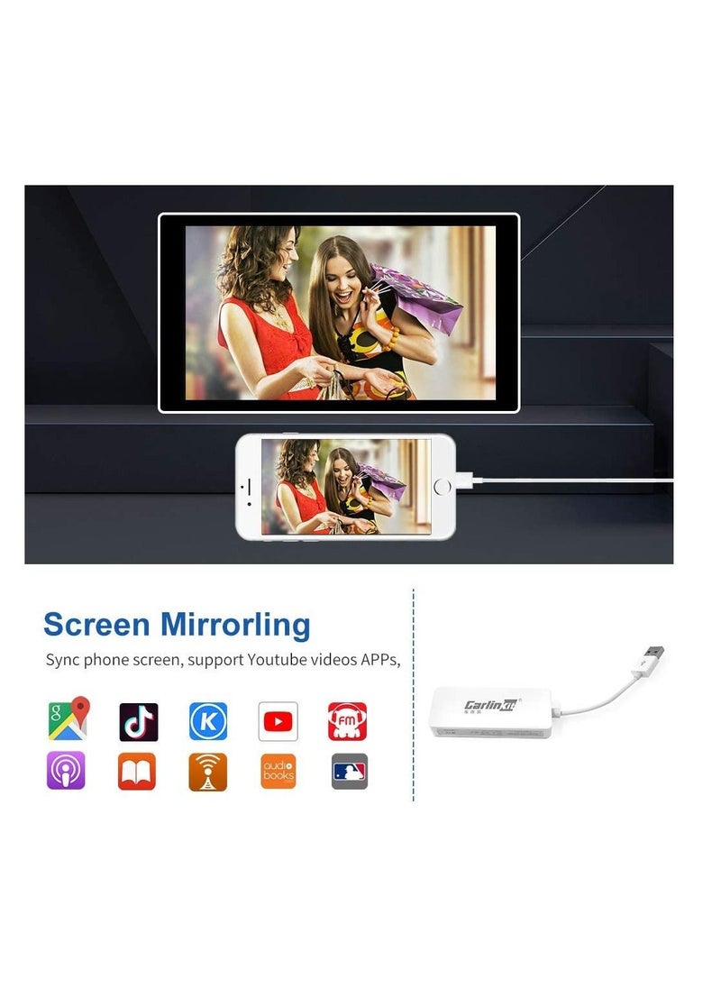 XICEN - Wired CarPlay Dongle for Car Screen with Android System 4.4.2 or Above Support Android Auto Mirroring USB Connect SIRI Voice Control Google Maps Upgrade (White) - Image 1