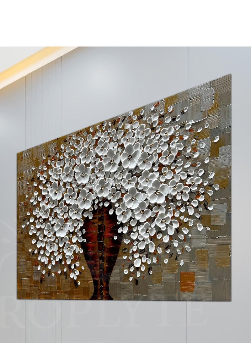 Droplyte Golden and White Flowers Bouquet Painting Decorative Wall Art Wall Decor Card Board MDF Home Decor for Living Room, Drawing Room, Office Room and Bedroom 40CM x 30CM  - Image 2