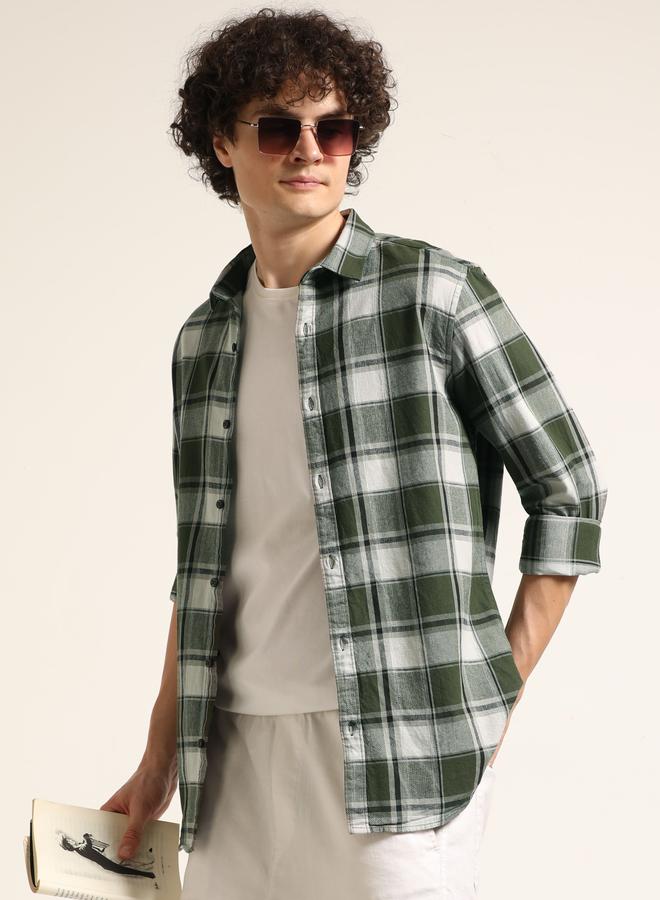 بوشيرت قميص فلانيل مطبع بنمط مربعات - Image 5