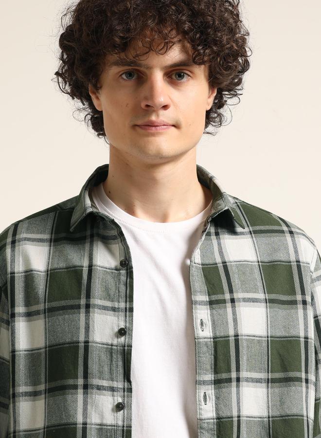 بوشيرت قميص فلانيل مطبع بنمط مربعات - Image 4