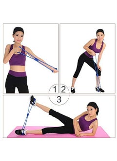 Kriya kriya Chest Expander Resistance 8 Type Muscle Chest Expander Rope Rubber Stretching Rope Resistance Band Exercise Tube for Men and Women  - Image 4