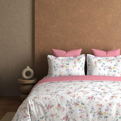 Plumora 100% Cotton Bed Sheet for King Size Bed 300 TC, 1 King Size Bed Sheet (108x108 Inches) with 2 Pillow Covers, Premium Bedsheet for Double Bed King Size (Pink, Rose Sky) - Image 4