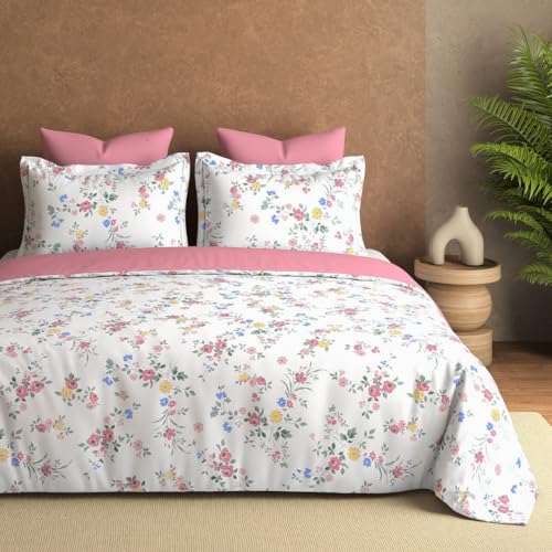 Plumora 100% Cotton Bed Sheet for King Size Bed 300 TC, 1 King Size Bed Sheet (108x108 Inches) with 2 Pillow Covers, Premium Bedsheet for Double Bed King Size (Pink, Rose Sky) - Image 5
