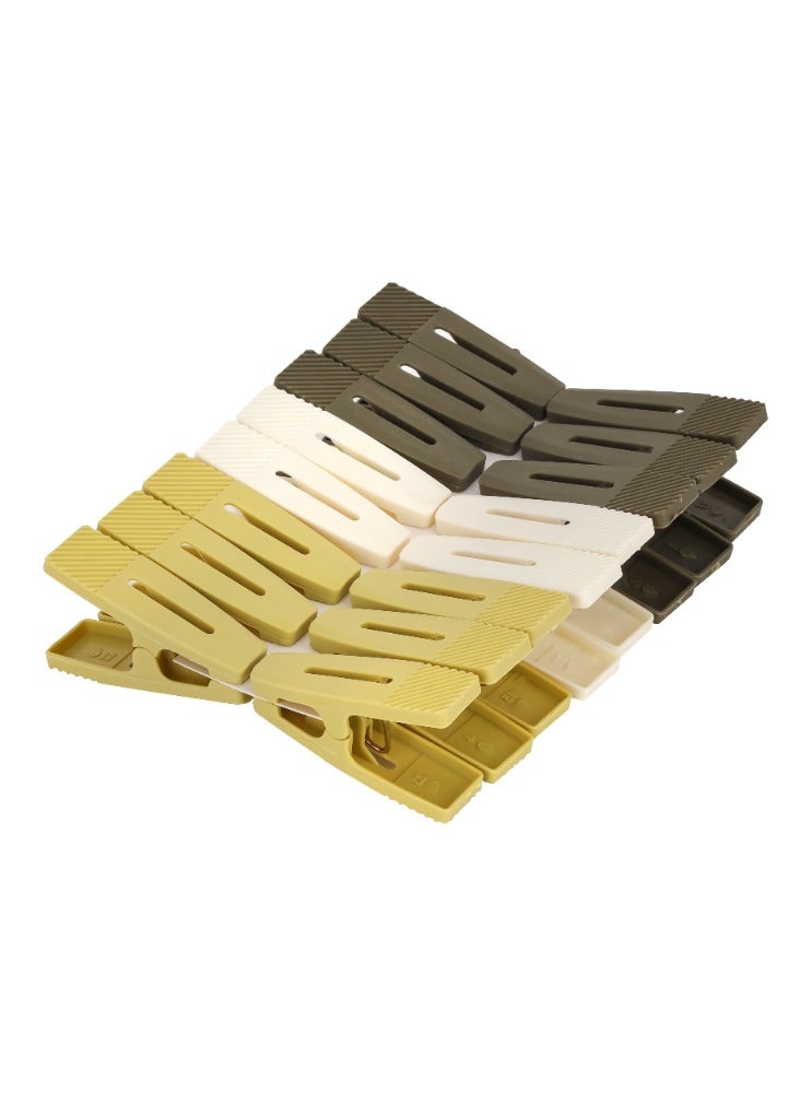 مجموعة مشابك ملابس بلاستيكية مكونة من 16 قطعة - متعددة الألوان