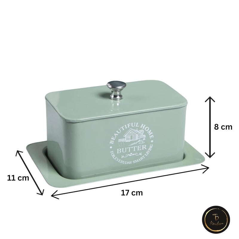 True Decor Steel Butter Box for Fridge Butter Tray with Lid Butter 500 gm Holder Box to Keep Butter Green - Image 2