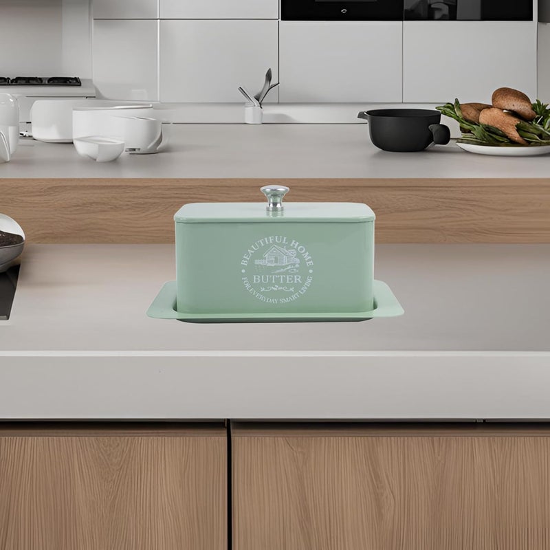 True Decor Steel Butter Box for Fridge Butter Tray with Lid Butter 500 gm Holder Box to Keep Butter Green - Image 1