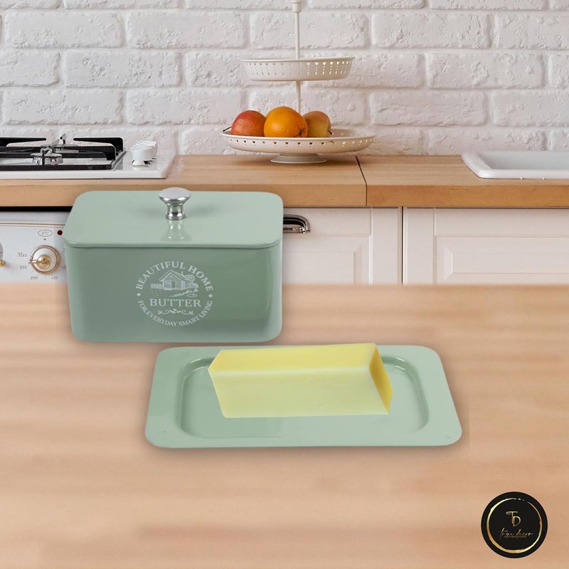 True Decor Steel Butter Box for Fridge Butter Tray with Lid Butter 500 gm Holder Box to Keep Butter Green - Image 4