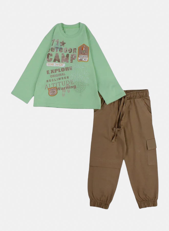 دريم طقم بيجامة أولادي قطن بتصميم تخييم ممتع - Image 1