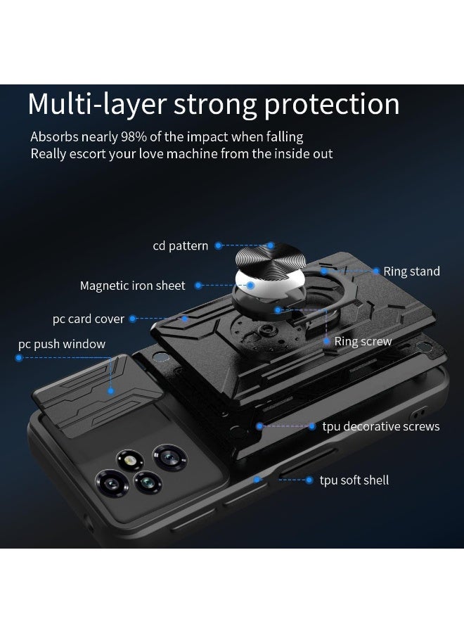 ثلاثة نمور for Honor 200 5G Case, حامل البطاقة وغطاء عدسة الكاميرا الشريحة, حامل الحلقة المغناطيسية مقعد حالة الهاتف الوقائي لشرف 200 5G, أسود - Image 3