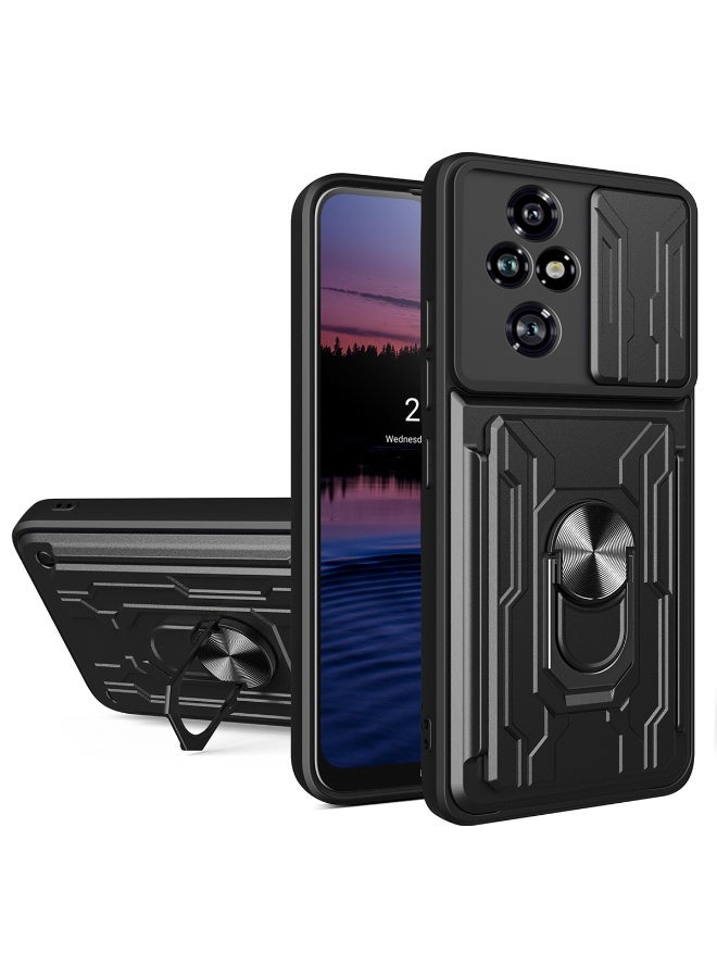 ثلاثة نمور for Honor 200 5G Case, حامل البطاقة وغطاء عدسة الكاميرا الشريحة, حامل الحلقة المغناطيسية مقعد حالة الهاتف الوقائي لشرف 200 5G, أسود - Image 1