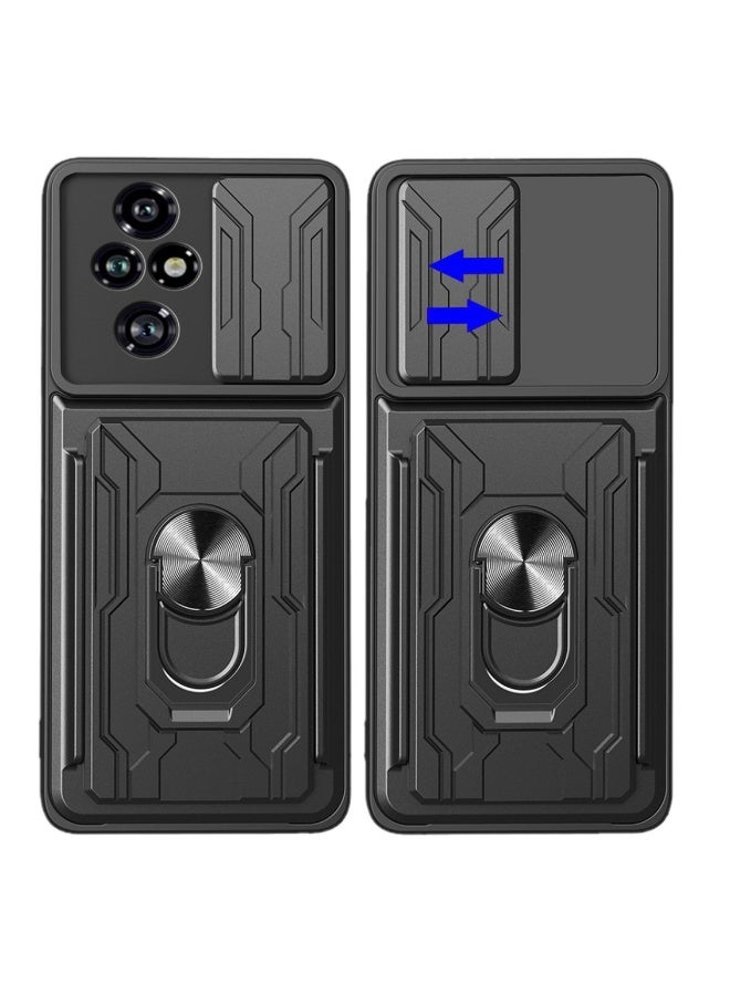 ثلاثة نمور for Honor 200 5G Case, حامل البطاقة وغطاء عدسة الكاميرا الشريحة, حامل الحلقة المغناطيسية مقعد حالة الهاتف الوقائي لشرف 200 5G, أسود - Image 2