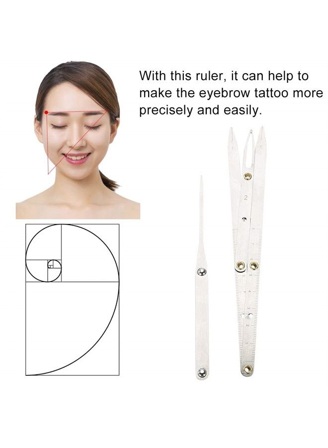 Ymiko Makeup Caliper, Microblading Caliper Ratio Eyebrow Measure Ruler Permanent Makeup Stencil Measuring Tool Three-Point Positioning Balance Ruler - Image 2