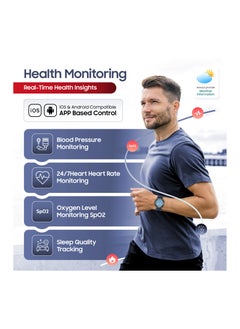 SWISS MILITARY DOM5 Smartwatch 1.43-inch AMOLED, Bluetooth Calling, Multi Language, Health And Sports Tracking, Wireless Charging, 7 Days Battery, IP68, iOS/Android Compatible, Silver Frame with Blue Strap  - Image 5