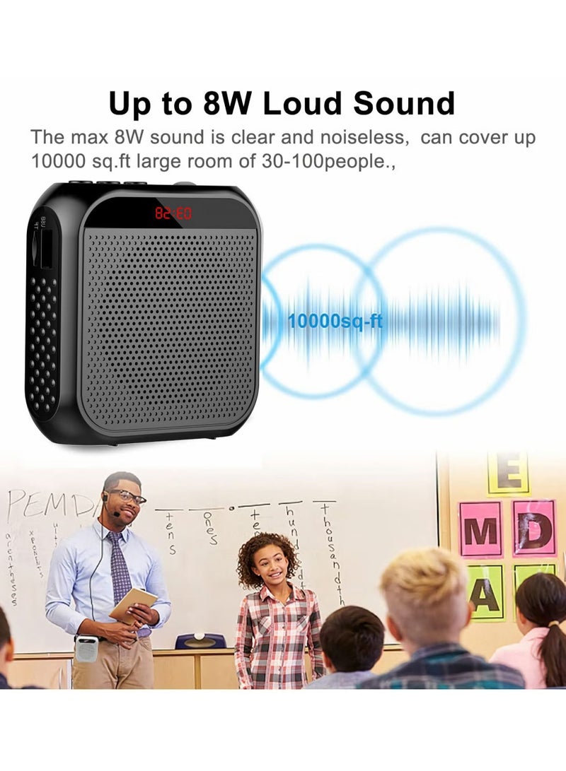 Portable Voice Amplifier with Wired Microphone Headset Rechargeable PA System Speaker Personal Loudspeaker for Teachers Tour Guides Coaches Meeting Yoga Fitness Daily Use Black - Image 2