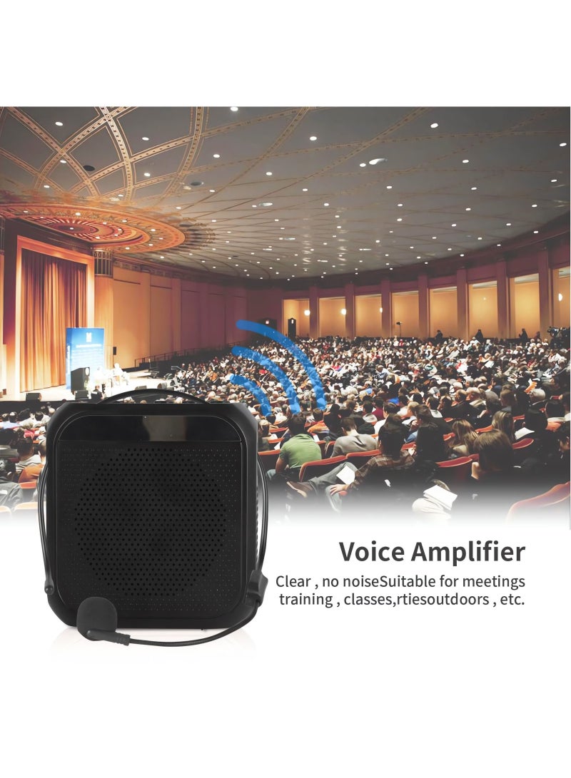 Portable Voice Amplifier with Wired Microphone Headset Rechargeable PA System Speaker Personal Loudspeaker for Teachers Tour Guides Coaches Meeting Yoga Fitness Daily Use Black - Image 3