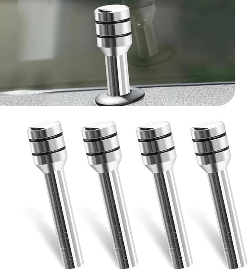 AutoBizarre Car Door Lock Knobs Aluminum Alloy Inner Door Lock Pull Pins for Car Decoration Universal for All Cars (Silver) - Image 1