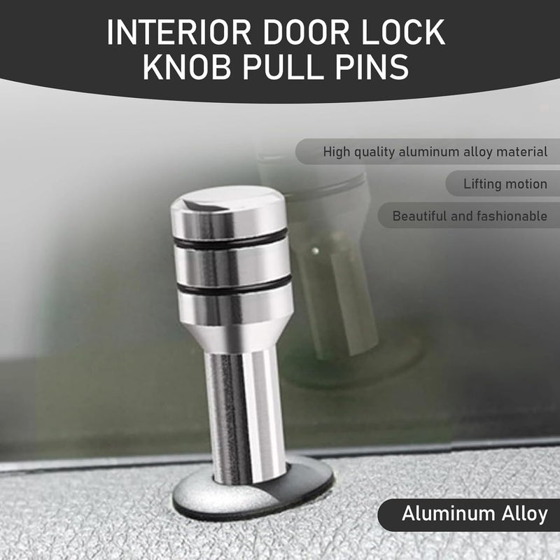 AutoBizarre Car Door Lock Knobs Aluminum Alloy Inner Door Lock Pull Pins for Car Decoration Universal for All Cars (Silver) - Image 3