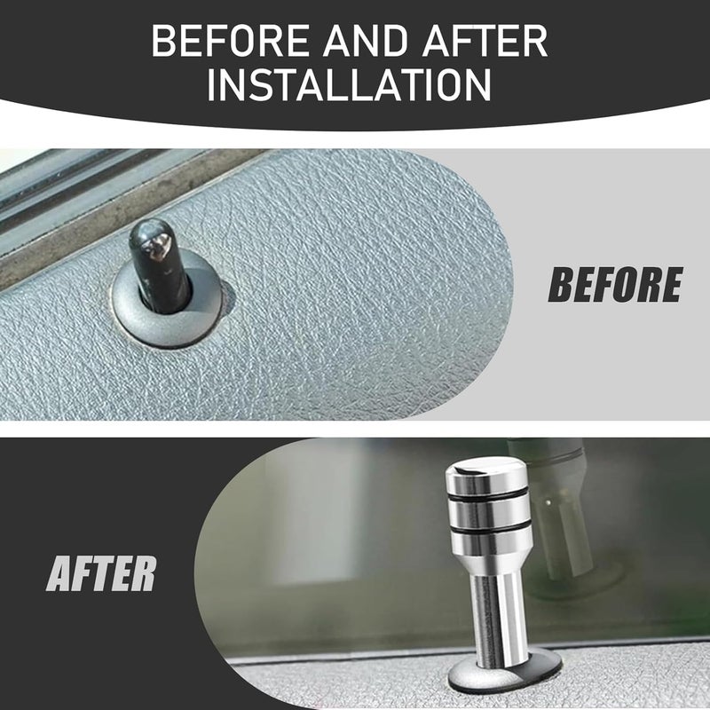 AutoBizarre Car Door Lock Knobs Aluminum Alloy Inner Door Lock Pull Pins for Car Decoration Universal for All Cars (Silver) - Image 4