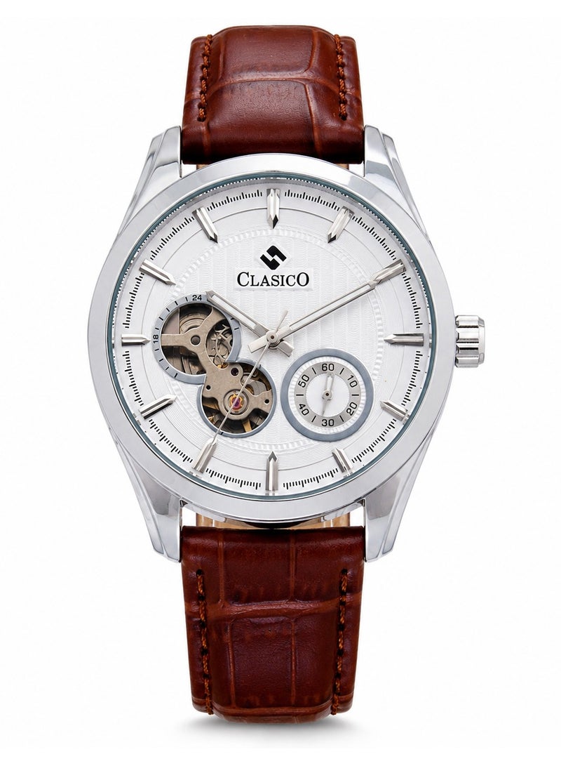 Clasico Elite Men's Open Heart Skeleton Leather Strap Watch – Automatic Mechanical Movement | Genuine Leather Band | Luxury Business Wrist Watch for Men - Image 1