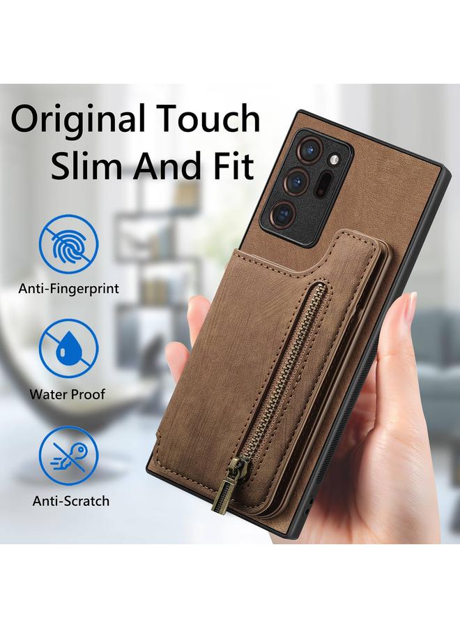 S-TOP Case For Samsung Galaxy Note20 Ultra Retro Leather Zipper Wallet Back Phone Case - Image 5