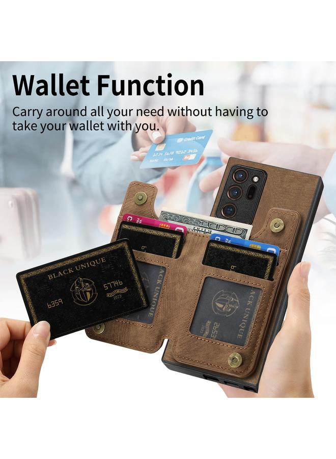 S-TOP Case For Samsung Galaxy Note20 Ultra Retro Leather Zipper Wallet Back Phone Case - Image 3