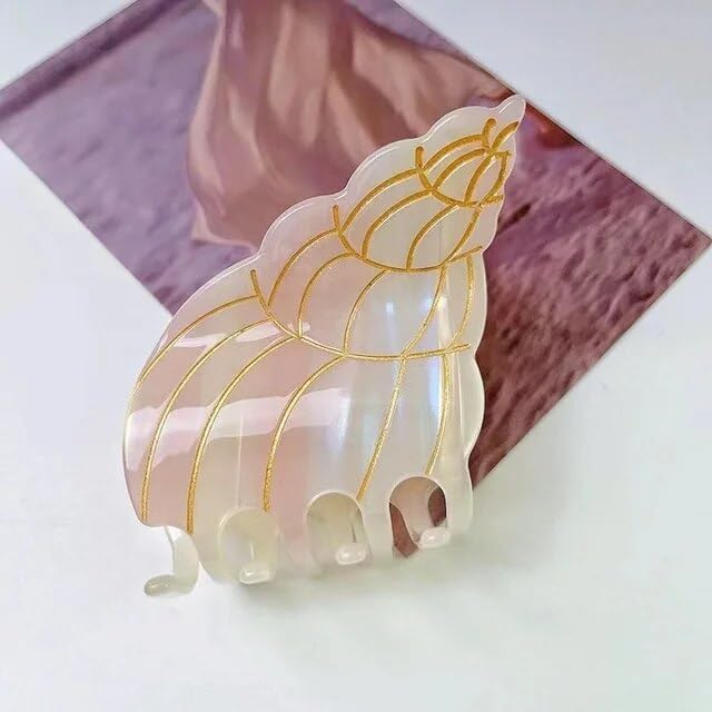 Generic Unique Fashion Seashell Conch Hair Clip, Strong Hold Durable Construction, Suitable for Curly & Straight Hair, Deep Gloss Shine 