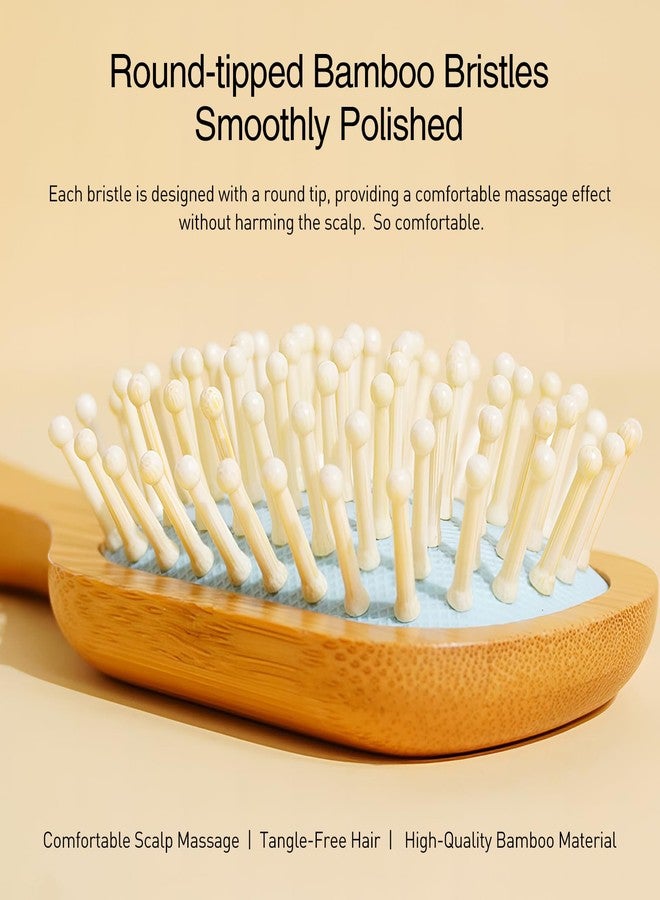 Kootinn Pack of 2 Cute Hair Brushes Mini Travel Bamboo Hair Brush with Bamboo Bristles Massages Scalp Anti-Static Hair Detangler for All Types Pocket Travel Hair Brush for Men Women Kids - Image 5