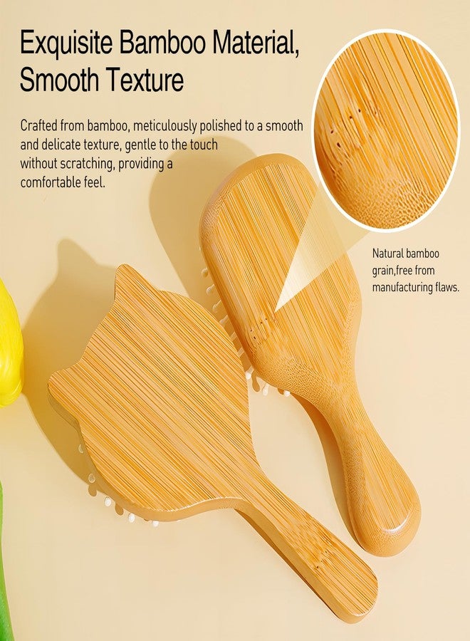 Kootinn Pack of 2 Cute Hair Brushes Mini Travel Bamboo Hair Brush with Bamboo Bristles Massages Scalp Anti-Static Hair Detangler for All Types Pocket Travel Hair Brush for Men Women Kids - Image 4