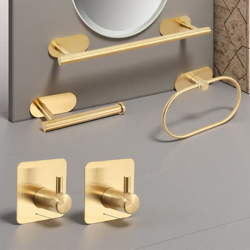 Sanding Stainless Steel No Drill Bathroom Accessory Set 5 Piece Wall Mounted - Image 2