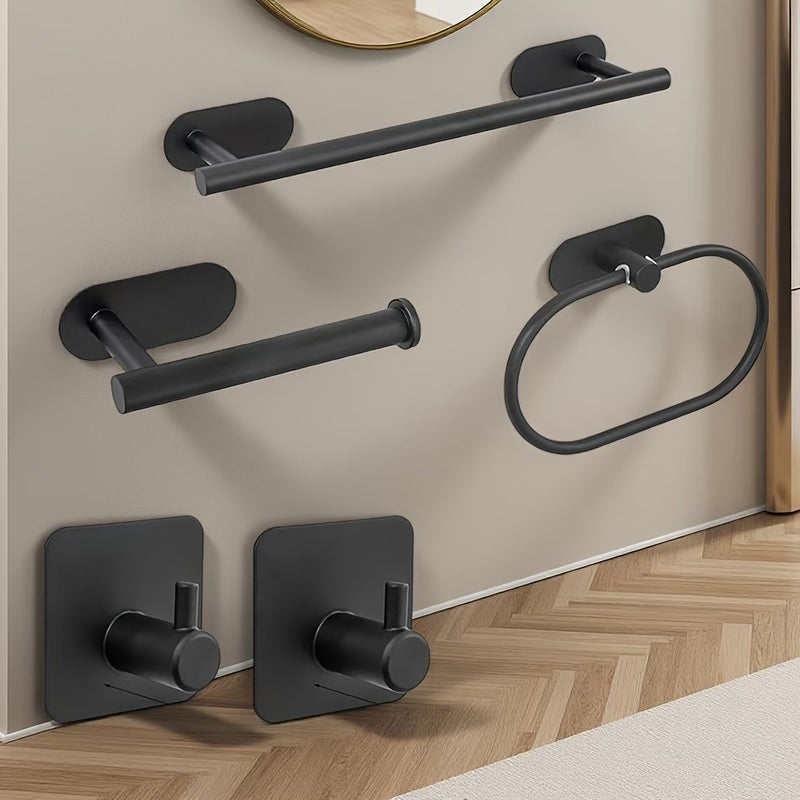 Sanding Stainless Steel No Drill Bathroom Accessory Set 5 Piece Wall Mounted - Image 4