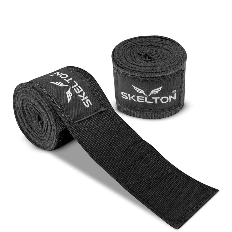 SKELETON Stretchable Support Hand wrap, Workout/Boxing & Punching Great for MMA | Muay Thai | Martial Arts, Wrist Support for Adults | (Black) - Image 1