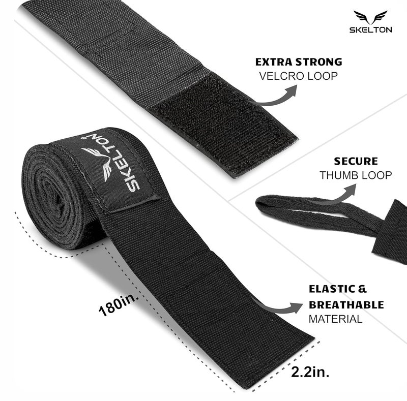 SKELETON Stretchable Support Hand wrap, Workout/Boxing & Punching Great for MMA | Muay Thai | Martial Arts, Wrist Support for Adults | (Black) - Image 5