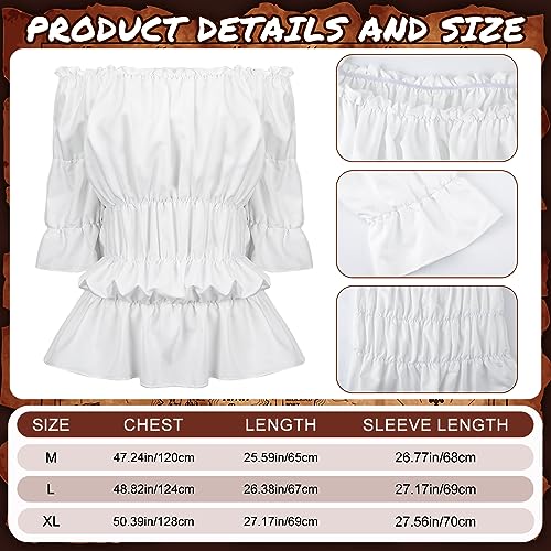 Suhine 3 Pcs Renaissance Pirate Costume Women Medieval Victorian Outfit High Low Skirt Blouse Top Viking Corset (Black,Xl) - Image 2