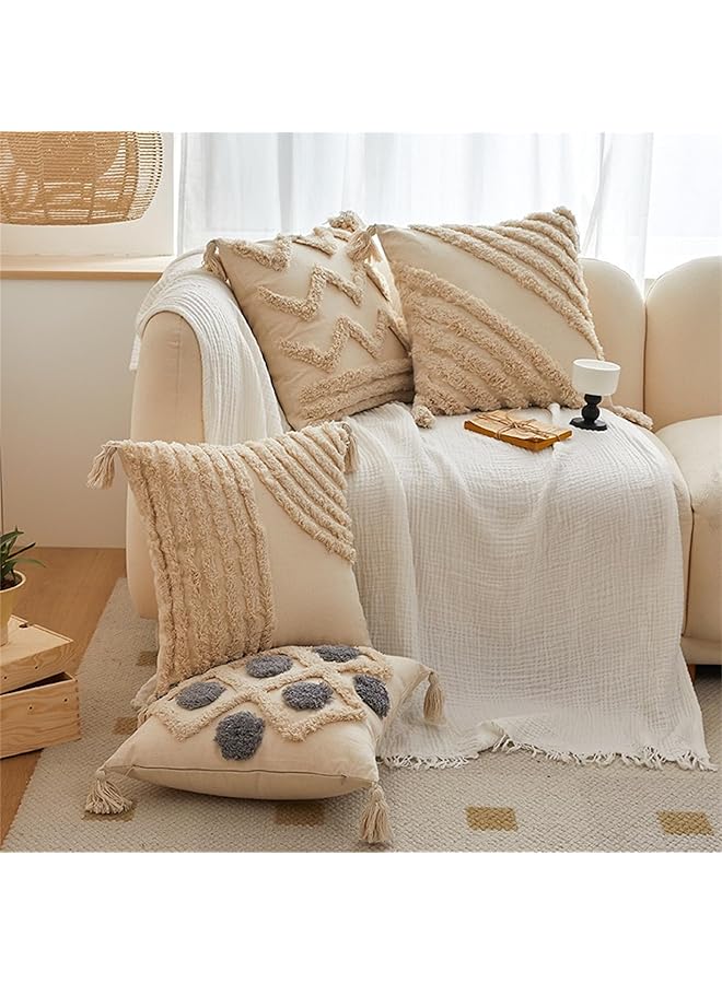 erorex Handcrafted Cushion Cover 45X45Cm With Tassel Decor Woven Throw Tufted Pillowcase For Home Decor Bohemian Style Style 06 - Image 2