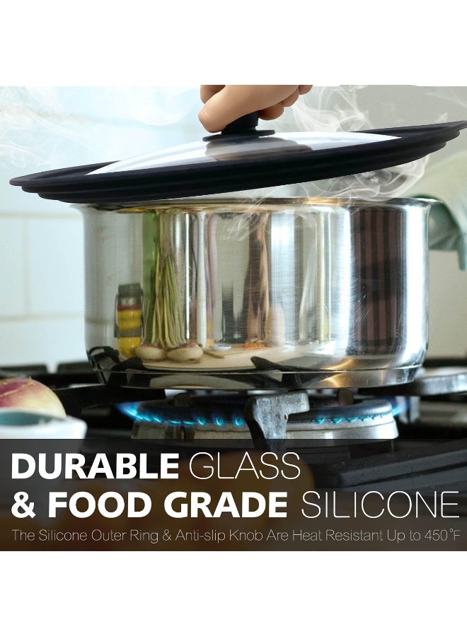 KOWVOWZ Universal Lid for Pots Pans and Skillets Tempered Glass Covered with Heat Resistant Silicone Rim Diameter Cookware Easy to Use Replacement Frying Pan Cover (8" x 8.5" x 9.5"/20-22-24cm) - Image 4
