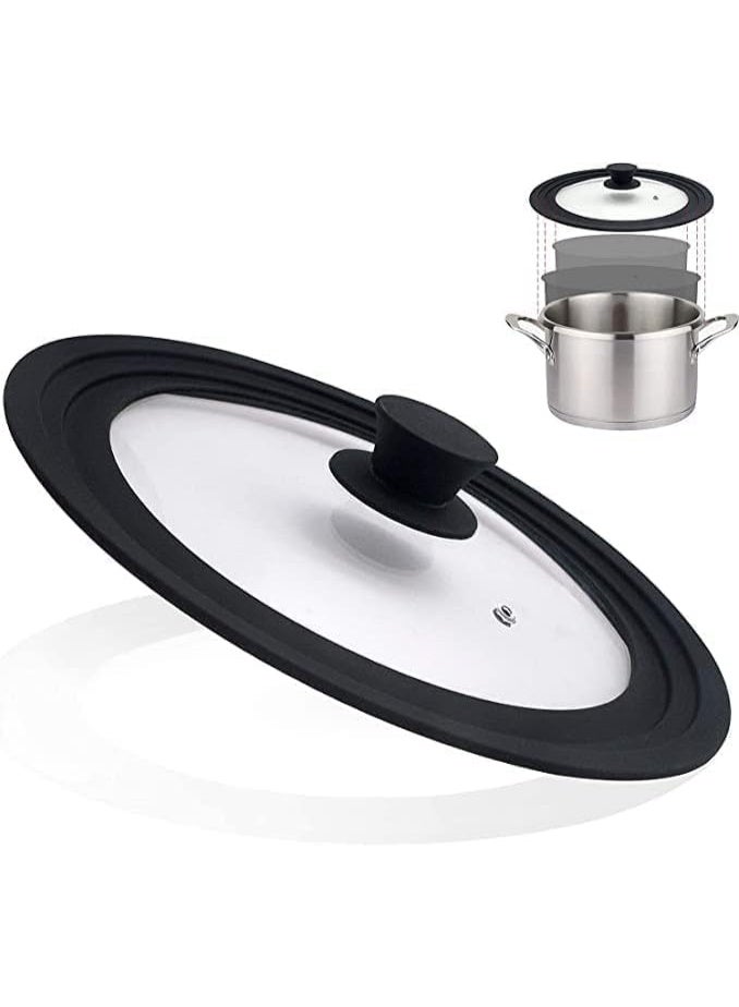 KOWVOWZ Universal Lid for Pots Pans and Skillets Tempered Glass Covered with Heat Resistant Silicone Rim Diameter Cookware Easy to Use Replacement Frying Pan Cover (8" x 8.5" x 9.5"/20-22-24cm) - Image 2