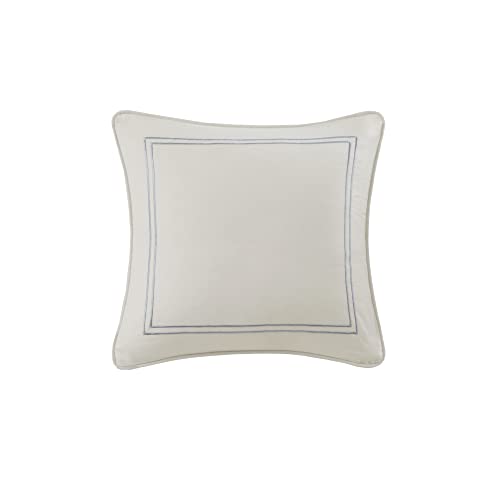 Harbor House Modern Design Decorative Pillow Hypoallergenic Sofa Cushion Lumbar, Back Support, Square 16" x 16", Chelse, Satin Blue Ivory - Image 1